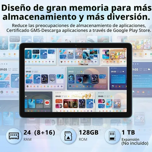 Vista 4 de Raemond Tablet Android 15 de 10 pulgadas, 24 GB de RAM+128 GB de ROM/1 TB expandible, CPU octa-core de 1.8 GHz, pantalla HD IPS de 1280 x 800, WiFi
