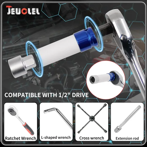 Vista 7 de Kit de llave de tuerca de bloqueo de rueda de 21 piezas compatible con la serie BMW, juego de adaptadores de tuercas de bloqueo de rueda