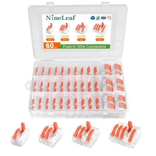 Vista 16 de Nineleaf Conectores de cable de palanca, conectores compactos de empalme de alambre en línea, terminales eléctricos modulares reutilizables 1 en 1