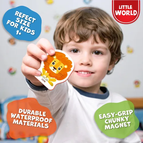 Vista 5 de Imanes para refrigeradoras para niños, animales salvajes del Zoo (29 piezas) – Imanes para la refrigeradoras para actividades de niños pequeños