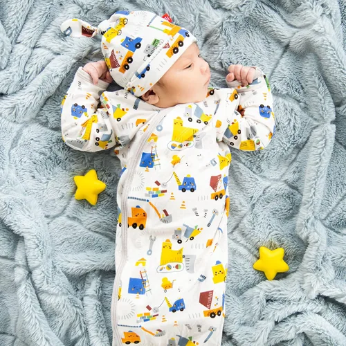Vista 6 de Magnificent Baby Conjunto de bata y sombrero de modal magnético de 2 piezas para bebé Rosado