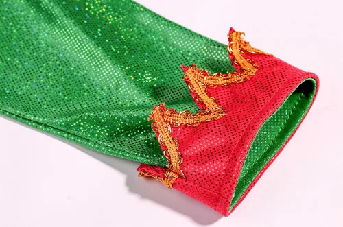 Vista 4 de Costumerry Disfraz de elfo para niñas, vestido de Papá Noel de elfo, traje de Navidad