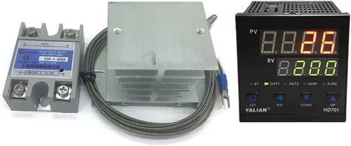 Vista 9 de 100V-240V pid Digital Temperature Controller Max Temperature Range 1372 Degrees Celsius+Radiator+2M K Thermocouple+Max 40A SSR(HD101)