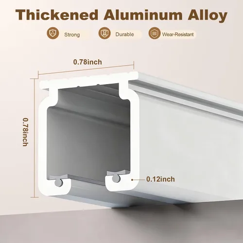 Vista 2 de Riel de cortina de techo resistente de aluminio, sistema de riel divisor de habitación con rodillos silenciosos, longitud ajustable de 1.3 pies a