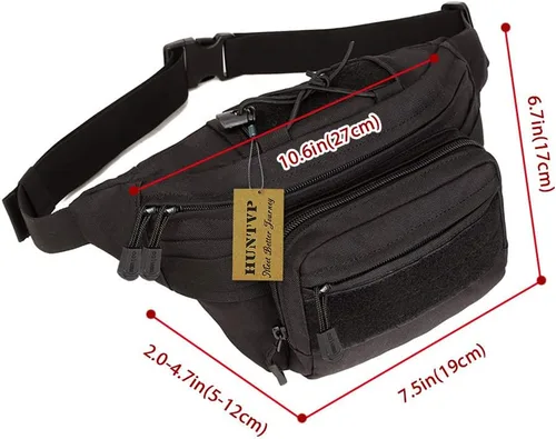 Vista 3 de Huntvp Cangurera militar táctica, impermeable, para excursiones, alpinismo, actividades al aire libre. Negro