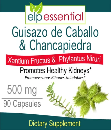 Vista 2 de ELP ESSENTIAL Guisazo de Caballo y Chancapiedra 500 mg 90 Cápsulas Promueve Riñones Saludables (Paquete de 2)