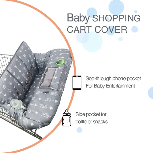 Vista 2 de RHYDEER Funda para carrito de compras para silla alta de bebé, enrollable y lista para usar, ajuste universal, Flecha gris gris (Grey Arrow)