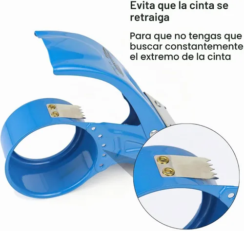 Vista 4 de BOMEI PACK Dispensador de cinta de embalaje de metal, dispensador de cinta pesada de mano resistente de 2 pulgadas, 2 unidades, azul