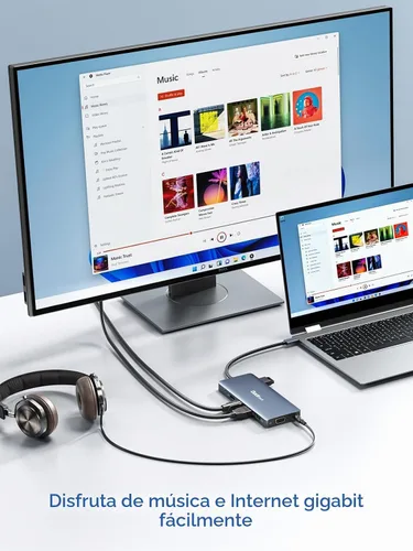 Vista 3 de Estación de acoplamiento USB C, dockteck 12 en 1 adaptador de concentrador 12 en 1 gris espacial