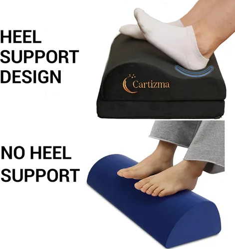 Vista 5 de Reposapiés para debajo del escritorio en el trabajo, reposapiés ergonómico para aliviar el dolor con fundas lavables, reposapiés antideslizante