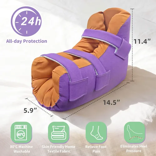 Vista 6 de Protector de talón de espuma extra largo para úlceras por presión, almohada de pie para pacientes postrados en cama, almohada de tobillo para dolor