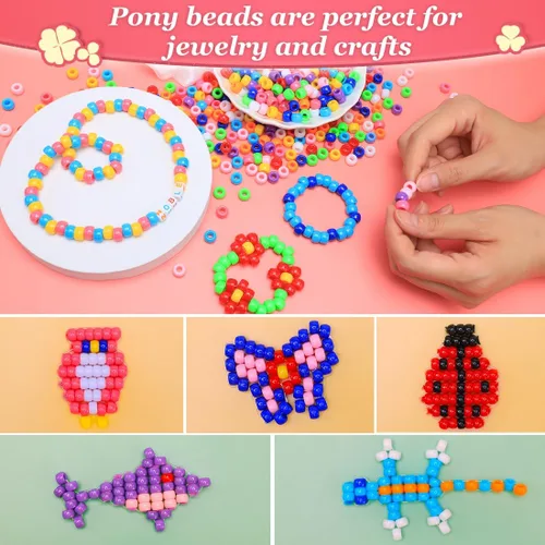 Vista 6 de Eppingwin 1200 cuentas de pony + limpiapipas de 12 pulgadas para manualidades
