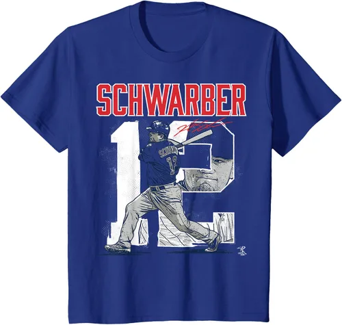 Vista 4 de Camiseta con número de jugador de Kyle Schwarber - Ropa, Azul / Patchwork, S