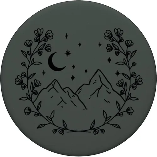 Vista 3 de Verde medianoche - PopSockets de montaña con estampado floral bohemio y chic