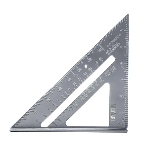 Vista 3 de Cuadrado de carpintero, cuadrado de aluminio de 7 pulgadas, triángulo de carpintero cuadrado a presión de fácil lectura, herramienta de diseño