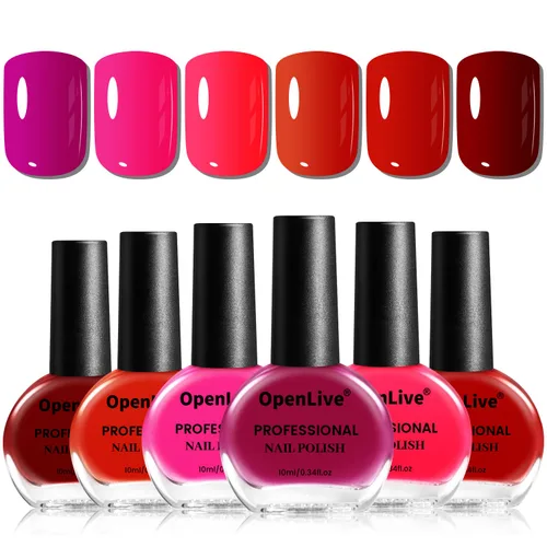 Vista 12 de OpenLive Juego de 12 esmaltes de uñas con combinación de 10 colores, 2 capas base y superior, esmalte de uñas de secado rápido de larga duración