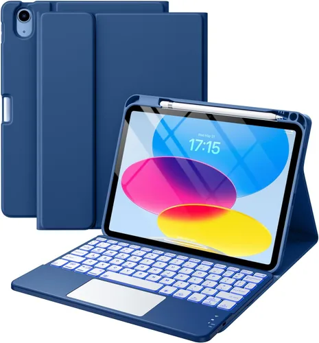 Vista 13 de Harvopu Funda compatible con iPad de 11ª y 10ª generación con teclado, funda tipo folio con soporte para Pencil, trackpad multitáctil
