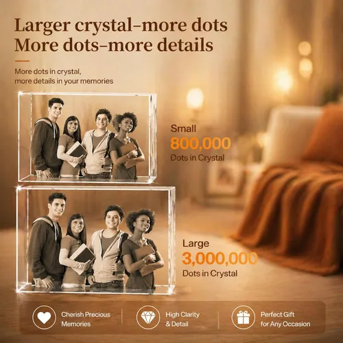 Vista 7 de Foto de cristal 3D, regalos personalizados de Navidad para mamá, esposa, mujer, papá, marido, abuela, foto personalizada en cristal, único