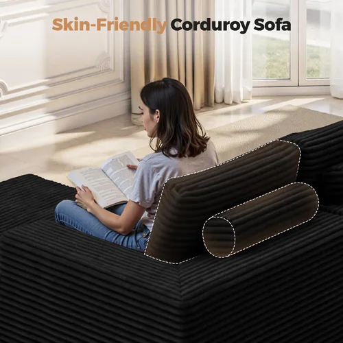 Vista 7 de Sofás modulares seccionales de nube de 111 pulgadas con chaise en forma de L, sofá sin estructura tapizado de asiento profundo para sala de estar
