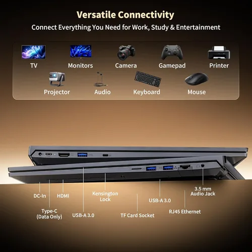 Vista 17 de EKY Portátil de 18,5 pulgadas, 16 GB de RAM, SSD de 1 TB, computadora
