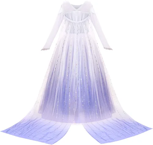 Vista 3 de JerrisApparel Disfraz de princesa para niña, vestido de fiesta de nieve, disfraz de Halloween o cosplay