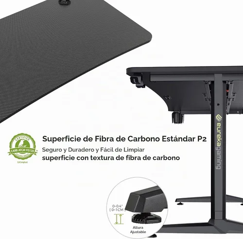 Vista 6 de EUREKA ERGONOMIC Escritorio curvo para juegos de 60 pulgadas con bandeja de teclado ajustable grande