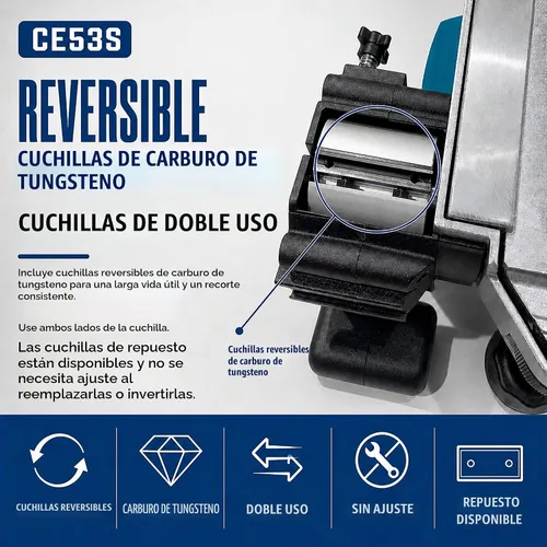Vista 6 de Virutex CE53S Cepilladora de bordes para carpintería, cepilladora de bandas de borde empotrado, máquina profesional con base de soporte ajustable