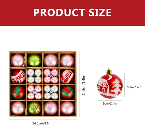 Vista 2 de LUOZZY 44 bolas colgantes para árbol de Navidad, adornos de bola de Navidad de plástico, colgante de bola de Navidad