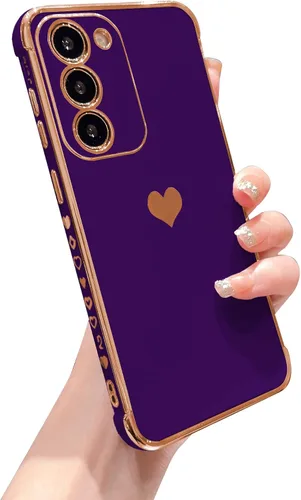 Vista 230 de phylla Funda de teléfono compatible con Samsung Galaxy A12 de 6.5 pulgadas, lindo corazón chapado en oro, elegante funda de lujo para mujer