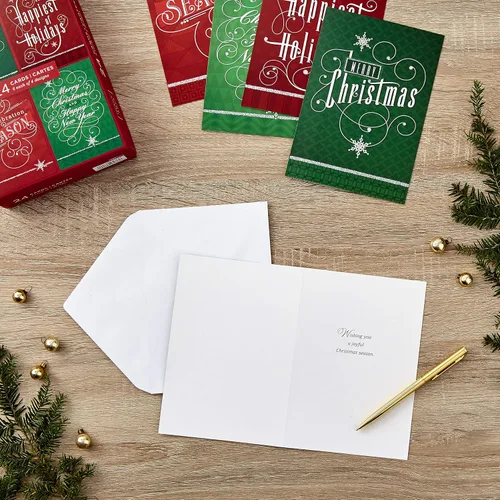 Vista 2 de Hallmark Image Arts - Juego de tarjetas navideñas en caja, elegantes letras (4 diseños, 24 tarjetas con sobres)
