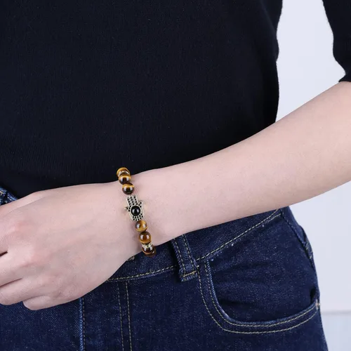 Vista 3 de COAI Pulsera de mano Hamsa, pulsera de protección contra el mal de ojo para hombres y mujeres