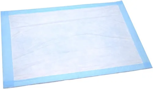 Vista 2 de Forro desechable para cambiador de bebé, 50 unidades, 17 x 24 pulgadas. Underpad azul absorbente impermeable, para la incontinencia, protector
