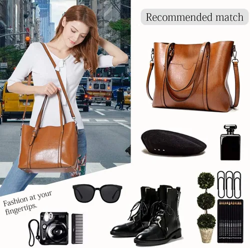 Vista 7 de Pahajim - Bolsos de piel para mujer con asa superior