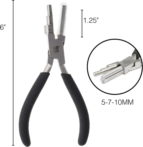 Vista 4 de The Beadsmith Little Wrapper Alicates – Herramienta de envoltura de varios pasos – Barriles de 5, 7 y 0.394 in – 6 pulgadas de largo, mandíbulas