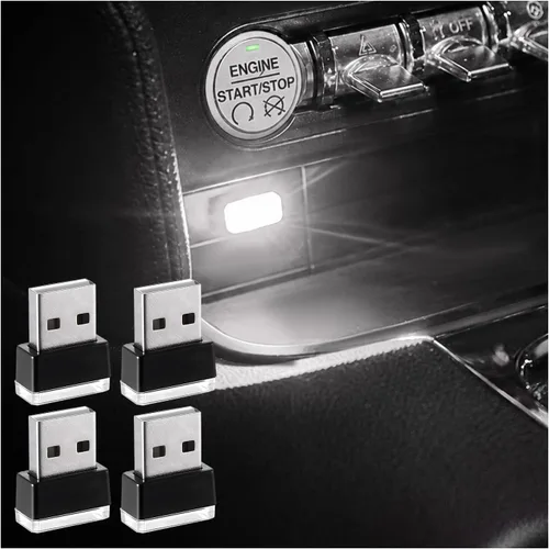 Vista 24 de Augeny 4 PCS Lámpara de Atmósfera Interior de Coche LED USB, Luz Nocturna Decorativa Enchufable USB, Kit de Iluminación Ambiental Portátil para 2