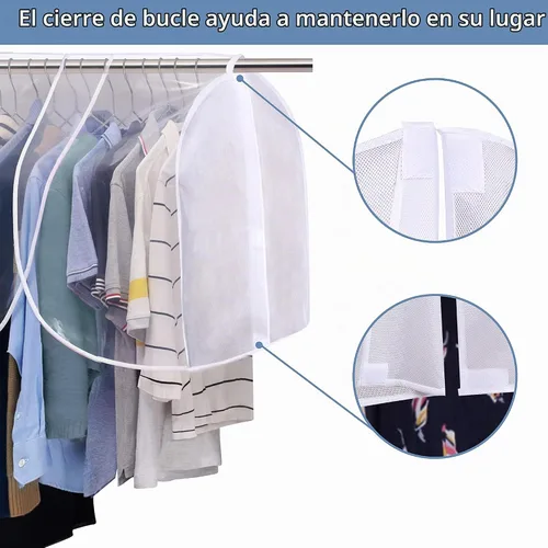 Vista 4 de SLEEPING LAMB Funda colgante para armario para almacenamiento, cubierta de hombro a prueba de polvo, protector de ropa para ropa, abrigos, trajes