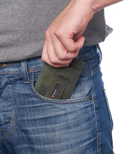 Vista 5 de Alpine Swiss Dermot - Cartera de cuero con clip de dinero para hombre, con bolsillo frontal, viene en caja de regalo