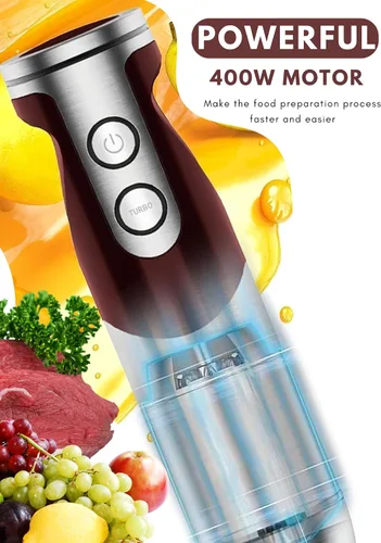 Vista 2 de MegaWise Juego de batidora de mano 3 en 1 con control de velocidad variable, licuadora de inmersión de 400W - Incluye batidor, espumador de leche