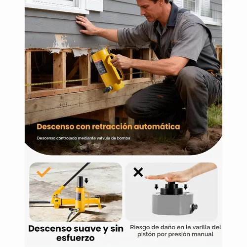 Vista 3 de Mophorn Gato Hidráulico de 20T 4" de Círculo Hueco de Acción Simple Cilindro Hidráulico de Ram 100mm Cilindros Hidráulicos de Elevación