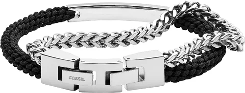 Vista 2 de Fossil - Pulsera de identificación de acero inoxidable chapado para hombre, de regalo personalizada, grabable