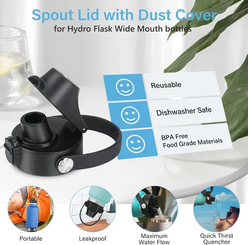 Vista 4 de EIPOSAU Auto Flip Lid for Hydro Flask Wide Mouth, Great Spout Lid for Simple Modern, Fits for Iron Flask and Other Brands, Replacement Lid with