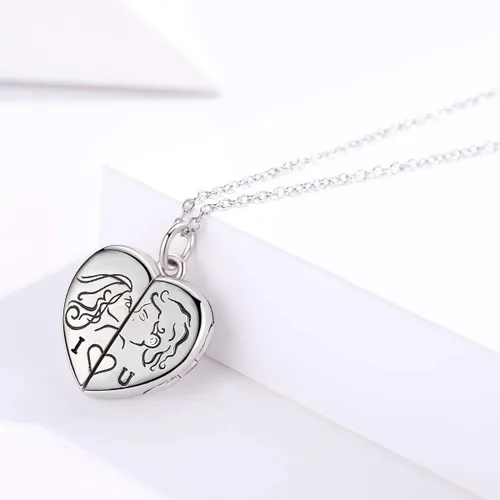 Vista 3 de Collar de plata esterlina 925 con medallón de corazón que mantiene fotos para siempre en tu corazón medallón collar medallón para mujeres y niñas