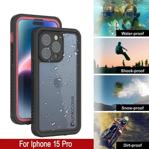 Vista 2 de PunkCase Funda impermeable para iPhone 15 Pro [Extreme Series] [Slim Fit] [Certificado IP68] [a prueba de golpes] [a prueba de nieve] con protector
