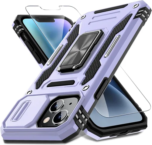 Vista 58 de DEERLAMN Funda para iPhone Air de 6.5 pulgadas con cubierta deslizante para cámara + protector de pantalla (2 paquetes), soporte de anillo giratorio