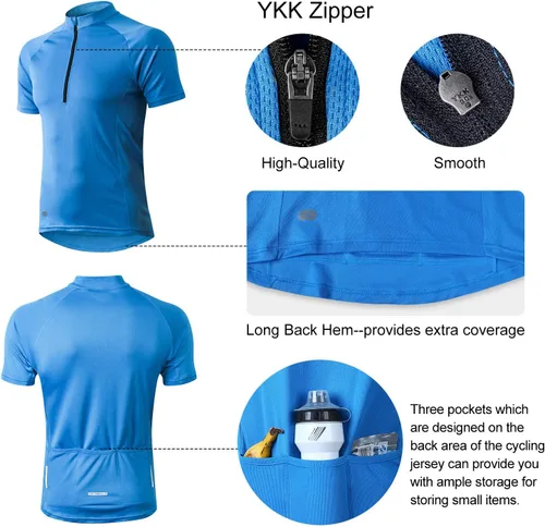 Vista 3 de INBIKE Maillots de ciclismo para hombre que absorbe la humedad, manga corta, secado rápido, camiseta de ciclismo de manga larga transpirable
