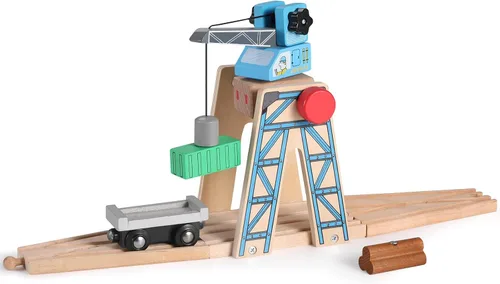 Vista 8 de SainSmart Jr. Juego de accesorios de tren de madera, juego de puente elevador, compatible con Brio, Thomas, Melissa y Doug