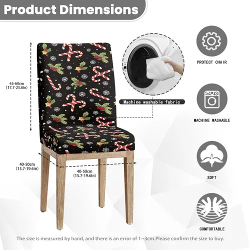 Vista 7 de HUGS IDEA Juego de 4 fundas para sillas de comedor de Navidad, fundas elásticas para sillas de cocina, fundas elásticas para sillas de comedor