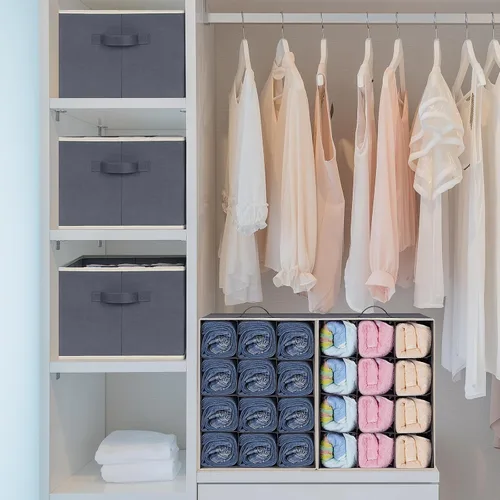 Vista 3 de Organizador de jeans de 12 ranuras y organizador de pantalones de 6 ranuras para ropa, jeans, suéter, camiseta, vestido apilable para armario