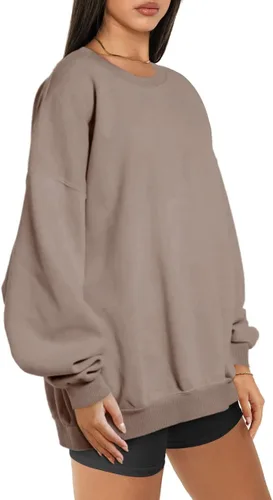 Vista 2 de Trendy Queen Sudaderas de gran tamaño para mujer, sudaderas con capucha de forro polar con cuello redondo, suéteres cómodos, ropa de otoño e