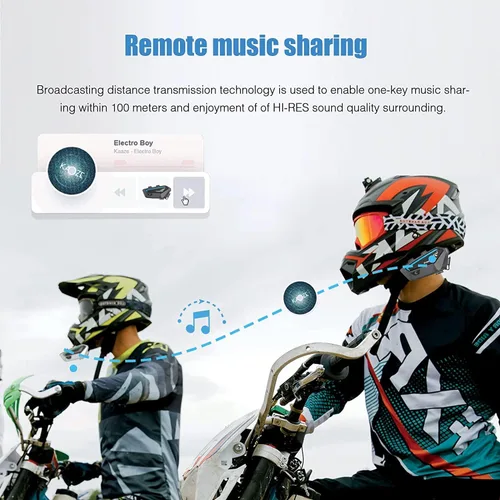 Vista 6 de FreedConn FX 10 Riders - Auriculares Bluetooth para motocicleta con intercambio de música, intercomunicador Bluetooth con cancelación de ruido/radio